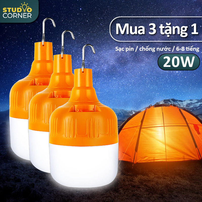 Bóng đèn LED sạc tích điện, đèn led sạc pin ánh sáng trắng, có móc treo kèm theo, bóng đèn gia dụng ánh sáng trắng, chống thấm nước, tiết kiệm năng lượng, công suất 20W,30W,40W,50W HL146