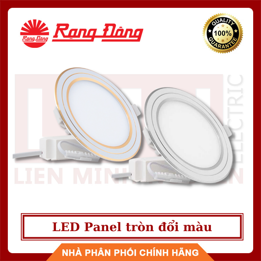 Led đổi màu rạng đông, bh 2 năm, led panel tròn đổi màu viền vàng/bạc 12w, hàng việt nam - chất lượng cao