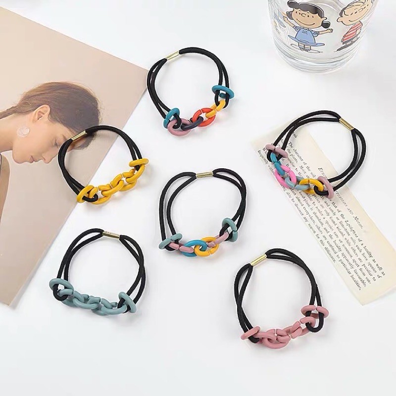 Dây cột tóc , chun cột tóc thiết kế dạng mắc xích theo phong cách retro - 01 cột tóc
