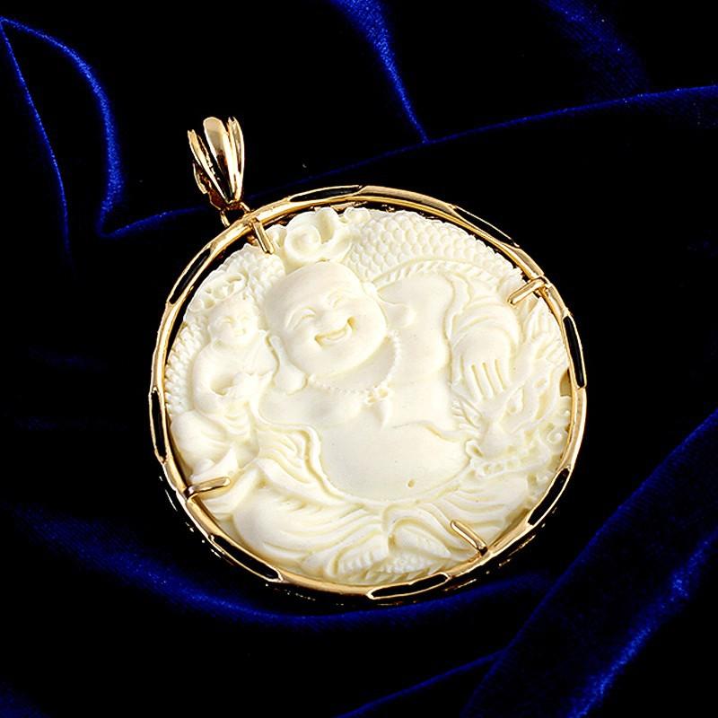 Mặt dây chuyền dạng ngọc bội Tượng Phật Di Lặc hoan hỉ MK137 Tặng 1 vòng 59k