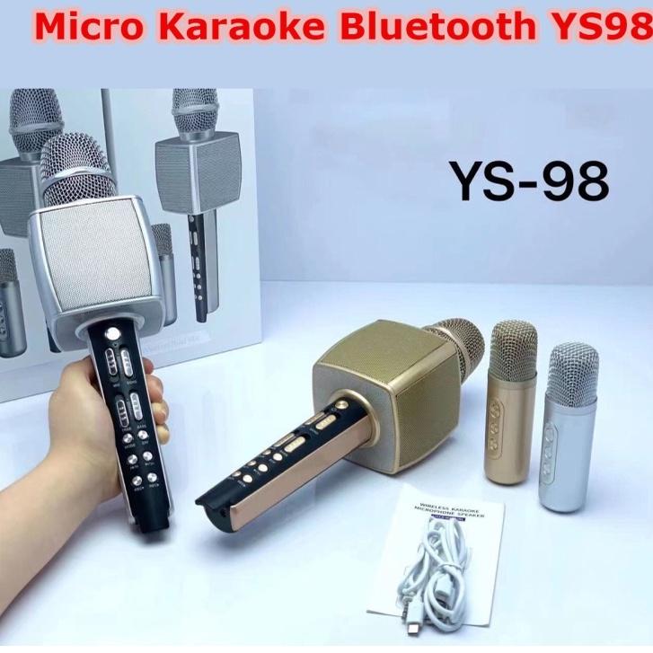 Micro karaoke bluetooth không dây song ca kèm thêm mic nhỏ chuyển giọng âm thanh hay sạc pin YS 98 – Hàng mới