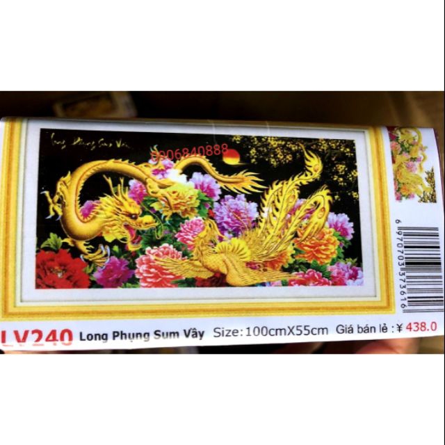 [HCM]Tranh đính đá LONG PHỤNG SUM VẦY LV240 (chưa đính)