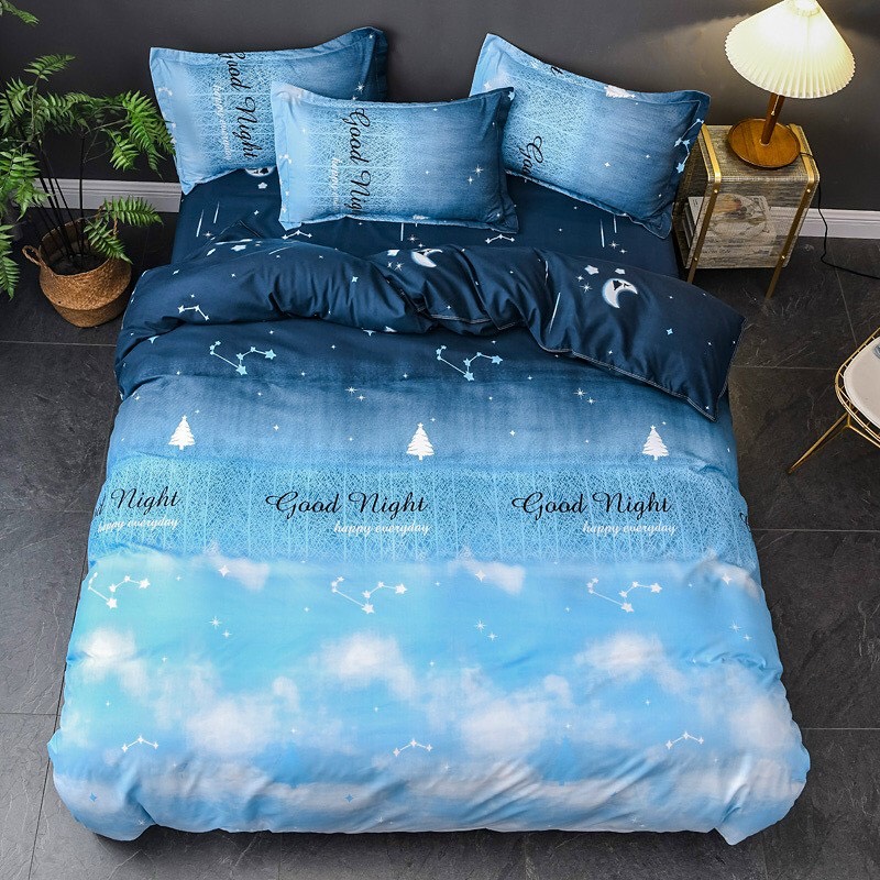Trọn Bộ 4 Món Chăn Ga Gối Cotton Poly Nhập Mẫu GOOD NIGHT Cực Đẹp