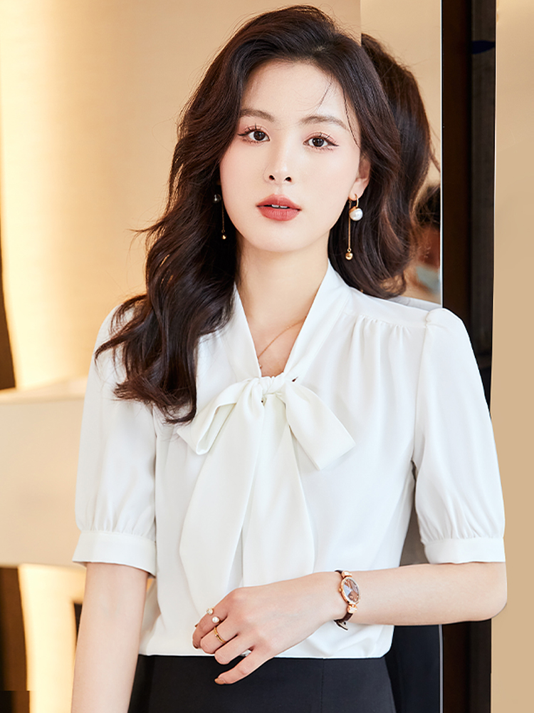 🔥[C025] Áo SƠ MI KIỂU NỮ CỘT NƠ CỔ tay lửng hàng Quảng Châu xinh xắn cực HOT - kholenqc