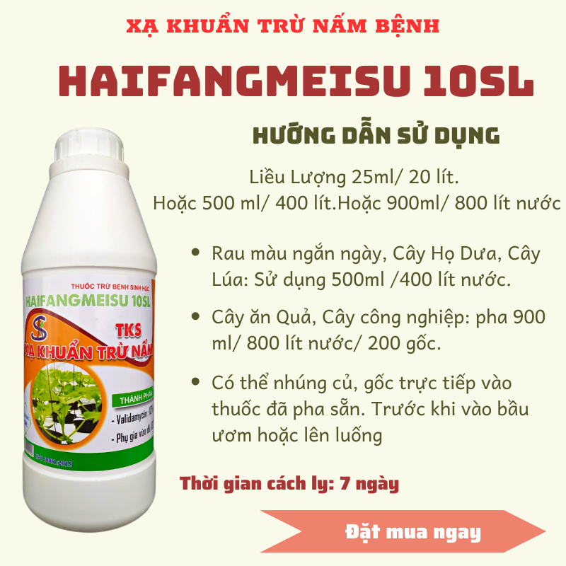 Xạ khuẩn Trừ Bệnh VALIDAMYCIN 10SL (10%)  Chai 900ml: thối nhũn dưa, thối rễ, héo xanh