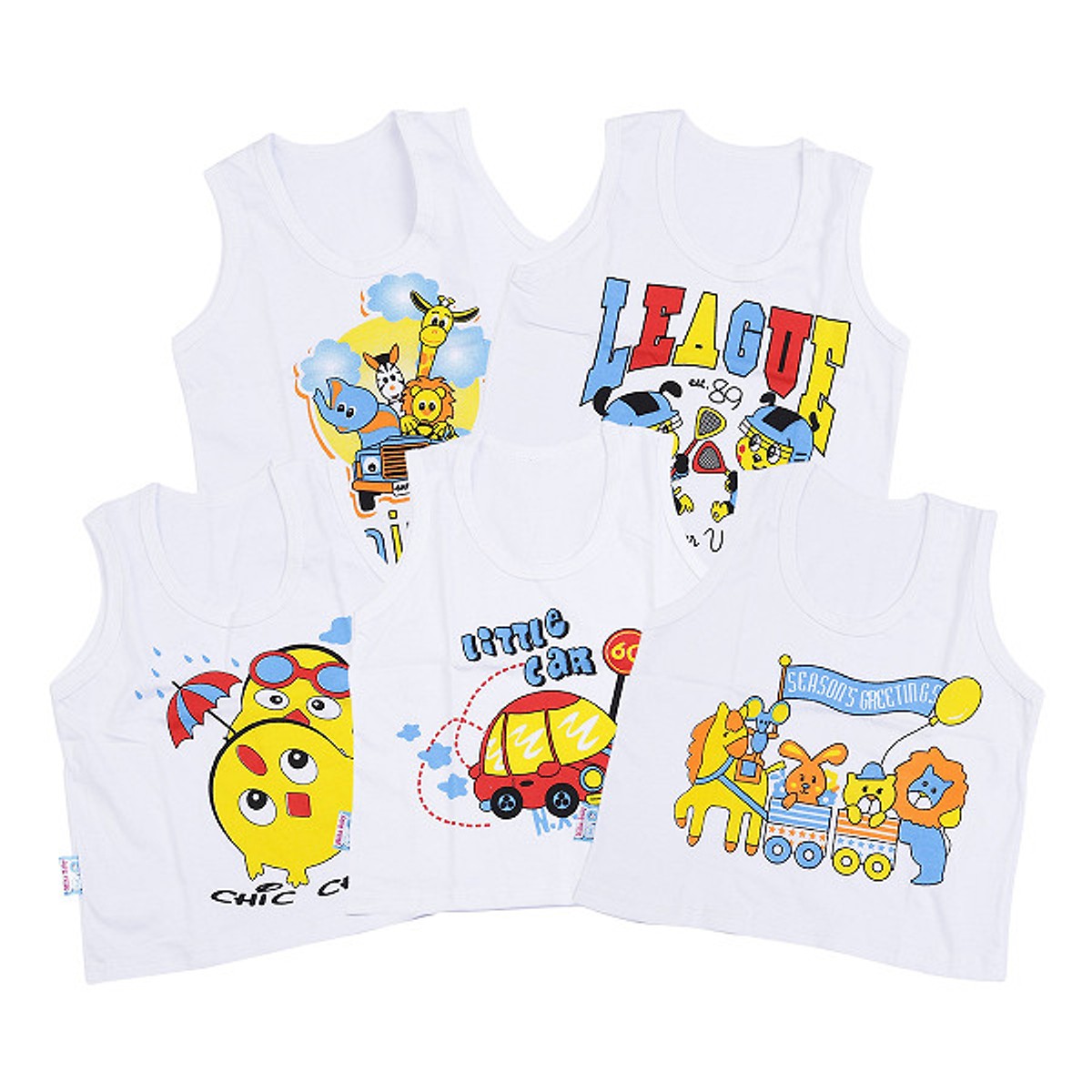 Combo 5 Áo Ba Lỗ Bé Từ 3 Đến 26 Ký Có 12 Size
