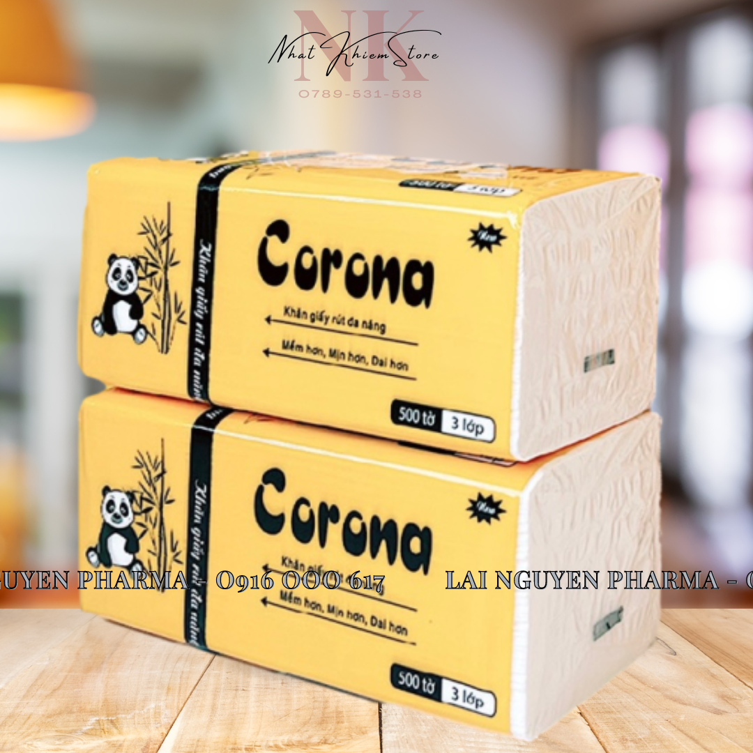 Khăn Giấy Rút Corona lụa 3 lớp 500 Tờ