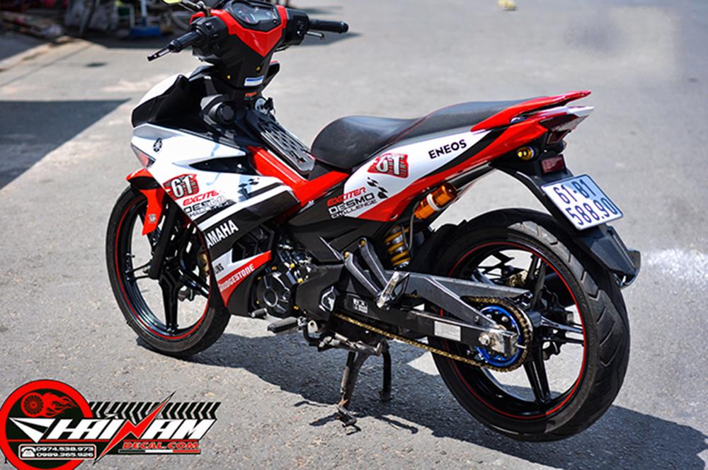 Tem trùm exciter 150 trắng đỏ eneos