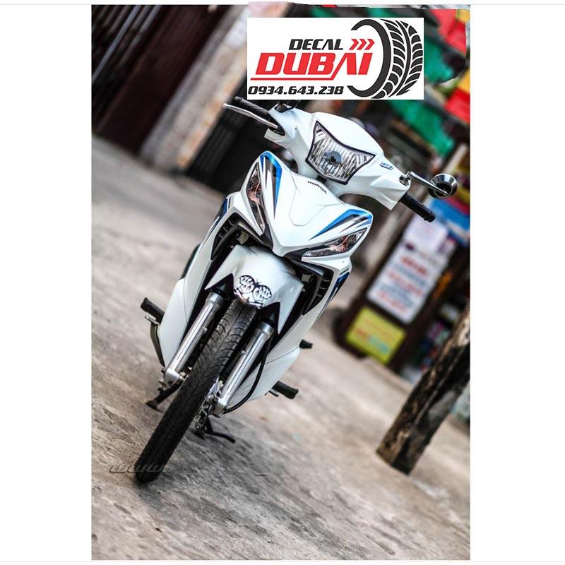 Tem Trùm Wave RSX Trắng Chỉ Xanh