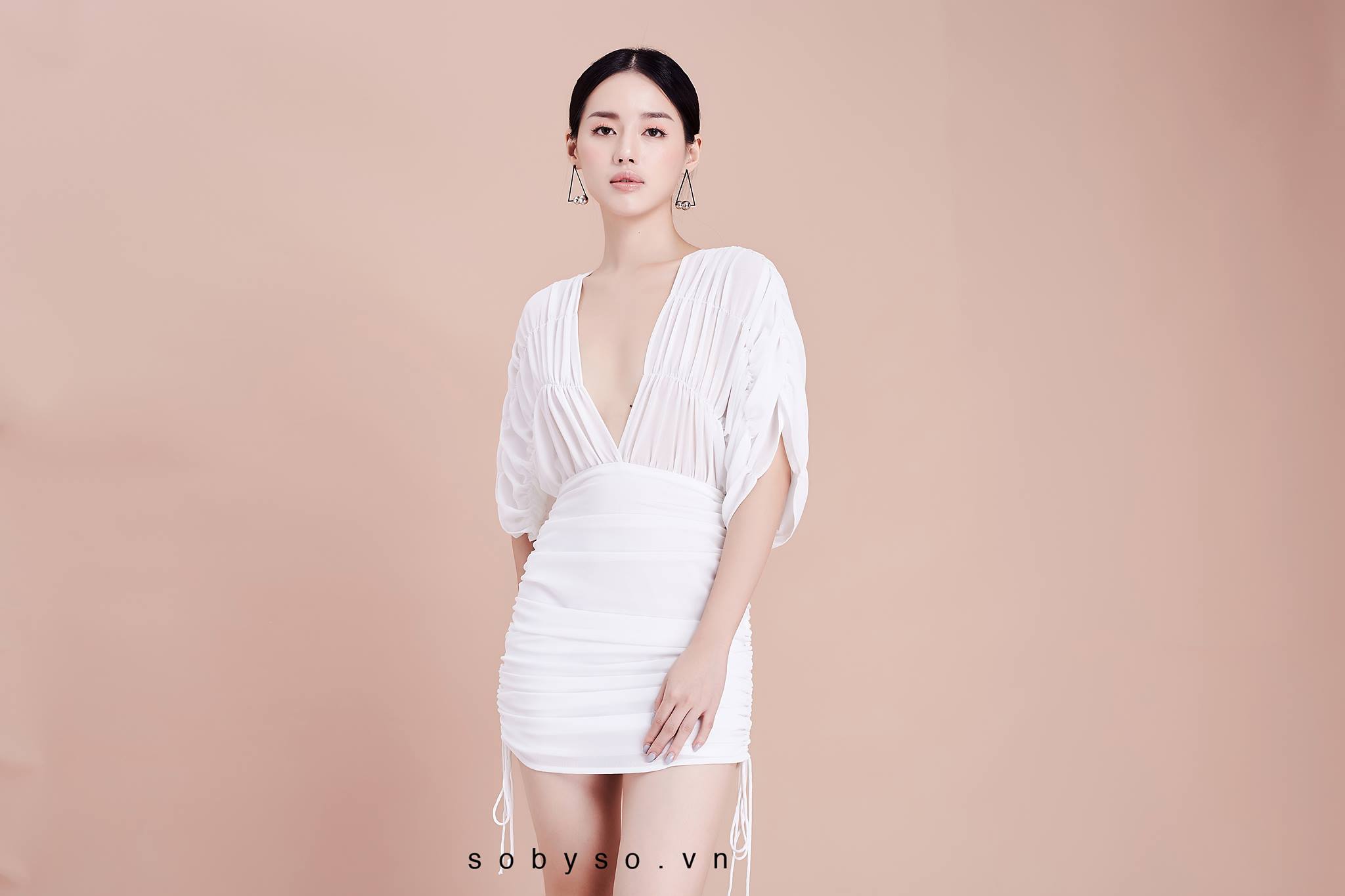 SO BY SO - BLAIN Đầm voan cổ xẻ sâu 1170
