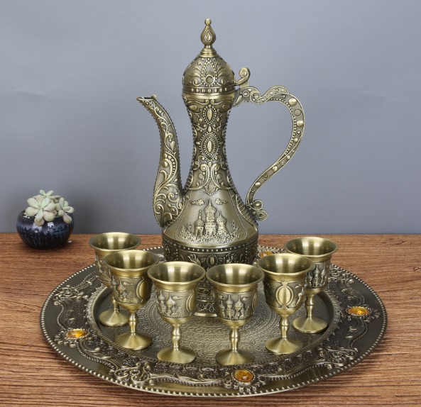 BỘ BÌNH RƯỢU BẰNG ĐỒNG 8 Món Phong Cách Cổ Điên Châu Âu