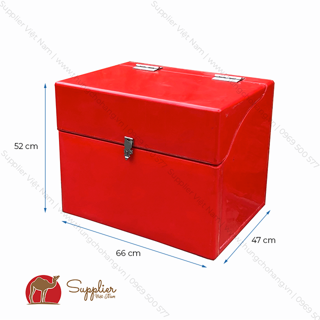 Thùng chở hàng giao nhận sau xe máy bằng nhựa composite kích thước 45x45x50cm msp:tch004