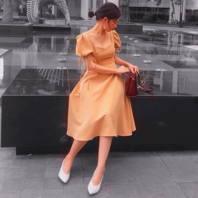 [HCM]Đầm kem xoè tay bồng