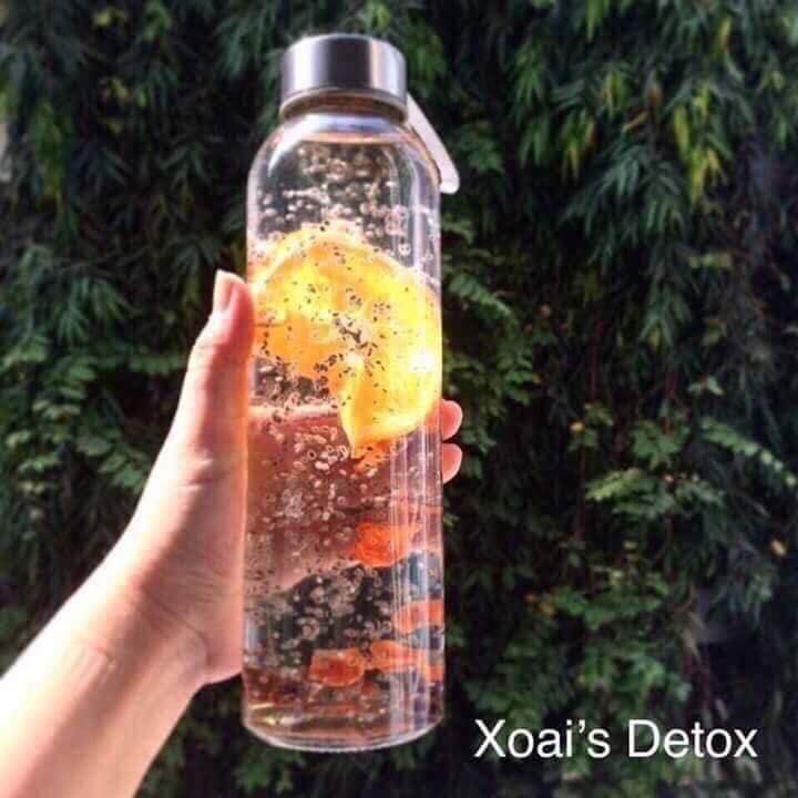 Bình nước detox thuỷ tinh 500ml có quai xách