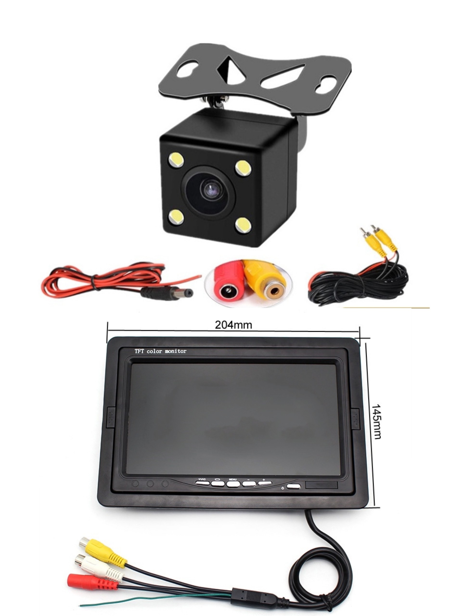 Combo Màn Hình 7 inch + Camera Lùi 4 mắt led Vuông 12V ( giá 1 bộ màn hinh + camera lùi )