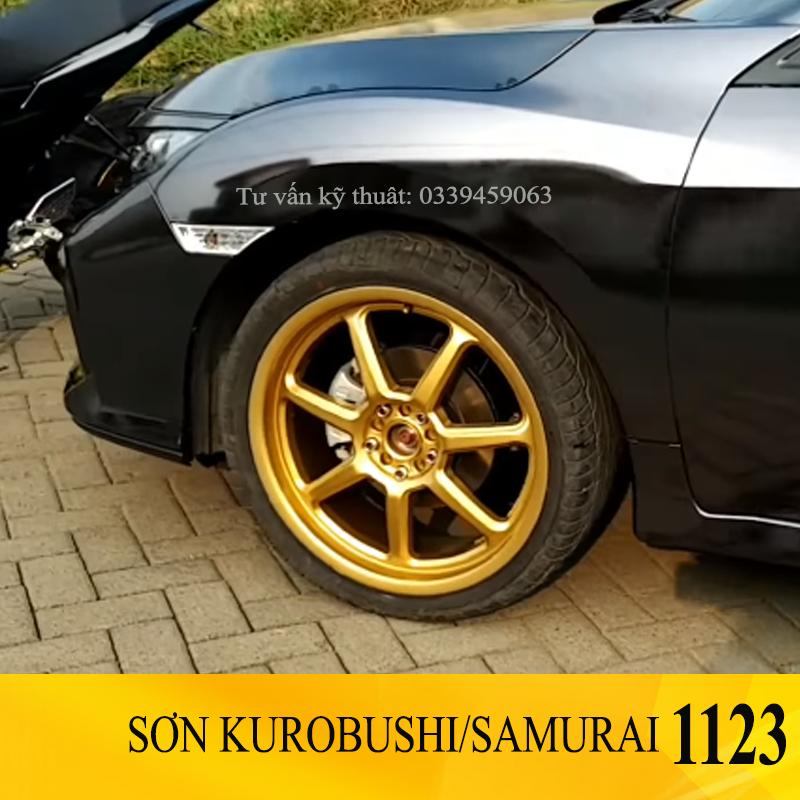 Sơn samurai xanh ánh kim - Combo màu vàng 1123 sơn xịt samurai