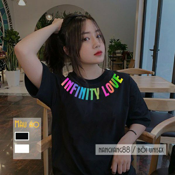 Áo thun TAY NGẮN phản quang 7 màu infinity love (CHỤP FLASH)(TAY LỠ IB)