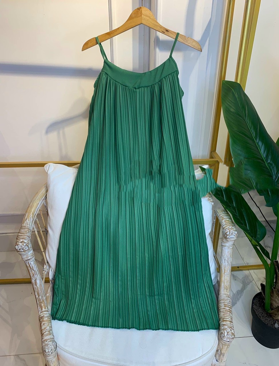 Đầm maxi dập ly 2 dây