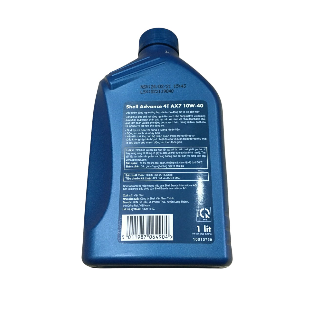 NHỚT SHELL ADVANCE AX7 10W40 Synthetic Based 1L (Nhớt xe số)