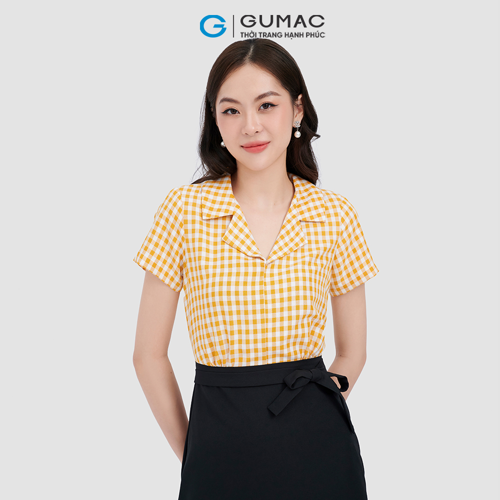 [15 - 17.5 | TẶNG QUÀ đơn từ 499K] Đầm caro phối nút thời trang GUMAC DC10071
