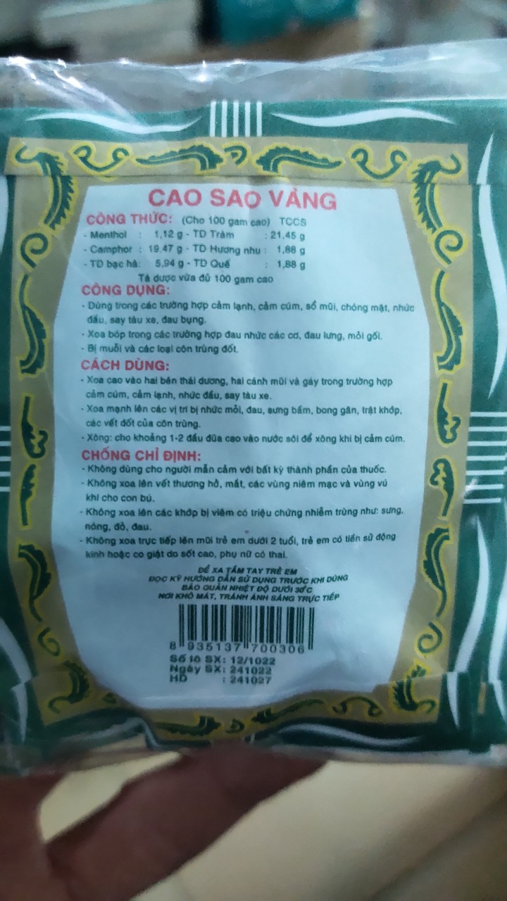 Combo 10 lọ cao sao vàng 3g