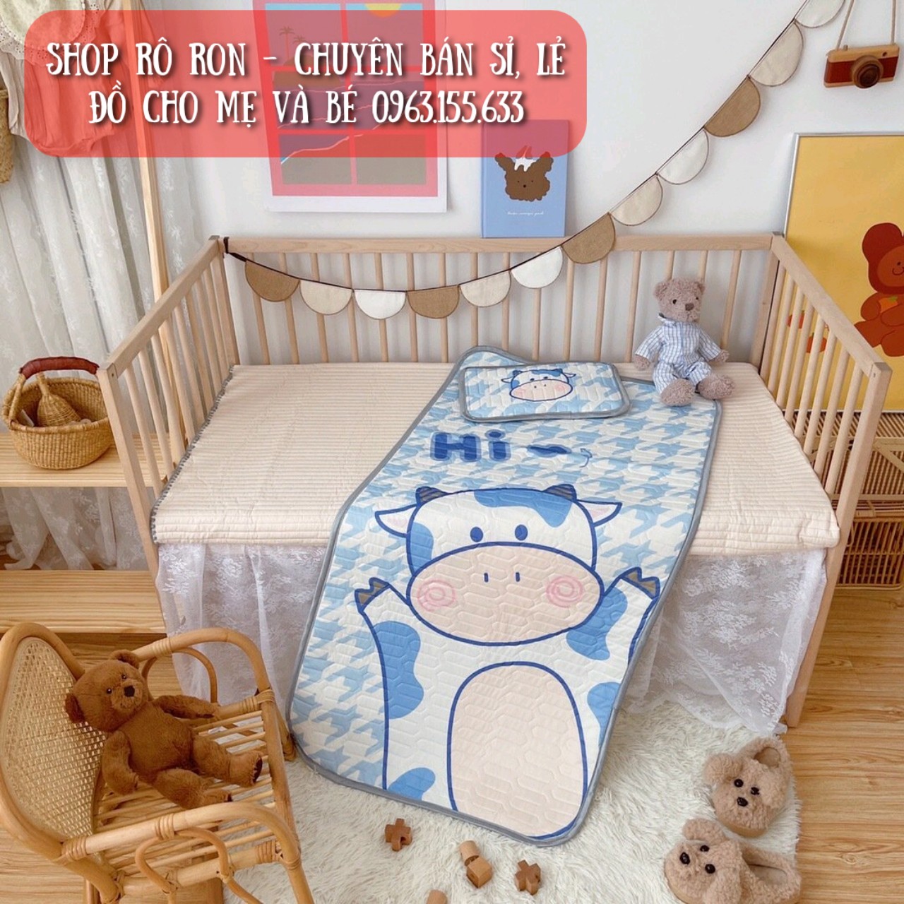 CHIẾU GỐI ĐIỀU HÒA LỤA CAO SU NON CHO BÉ