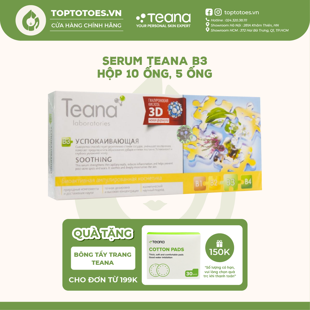 Serum Teana B3 giảm viêm đỏ mờ thâm sẹo mụn dưỡng sáng đều màu da