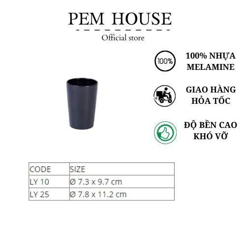 Ly Nhựa Melamine Màu Đen
