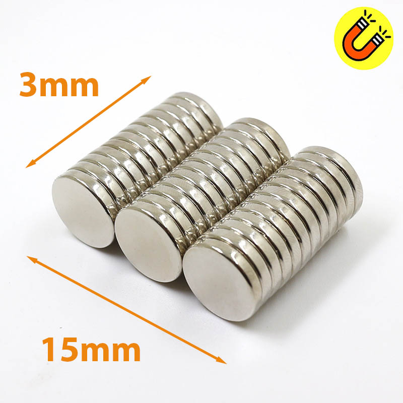 Nam châm 15x3mm viên hình tròn đất hiếm siêu mạnh