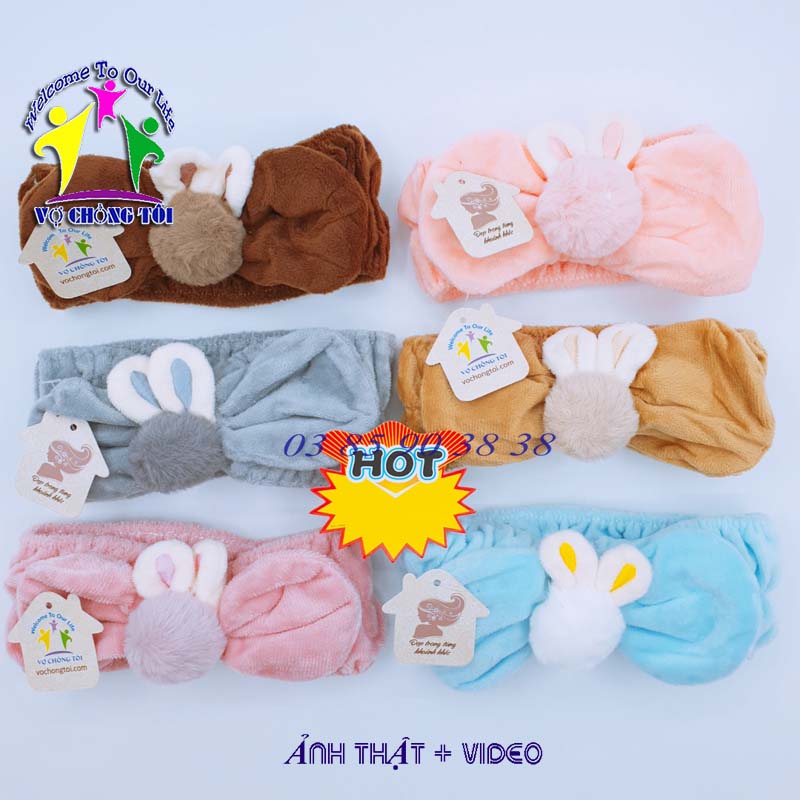 Băng đô nữ skincare, phụ kiện nữ make up, cài tóc nữ trang điểm, bờm tóc nam rửa mặt, nơ cài tóc cho bé gái cute, nơ thỏ 3D siêu xinh - Thương hiệu VỢ CHỒNG TÔI
