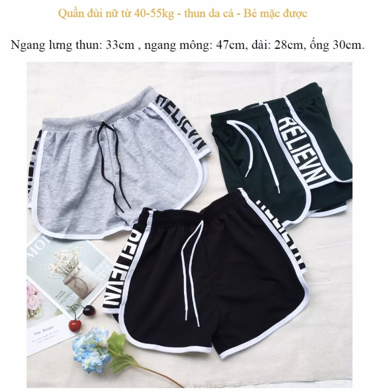 quần short nữ chất thun COTTON mềm mịn co giản