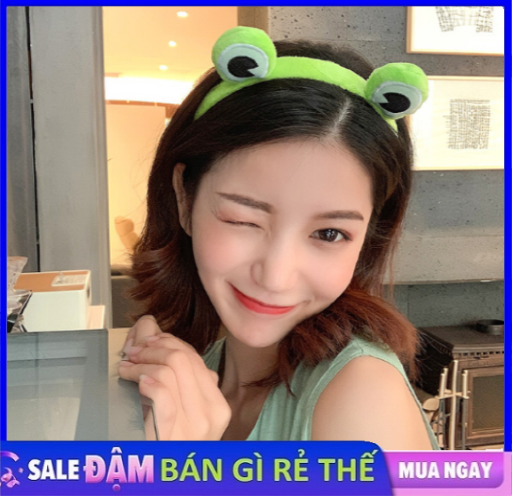 Băng đô - cài tóc rửa mặt hình ếch xanh dễ thương co dãn cực tốt