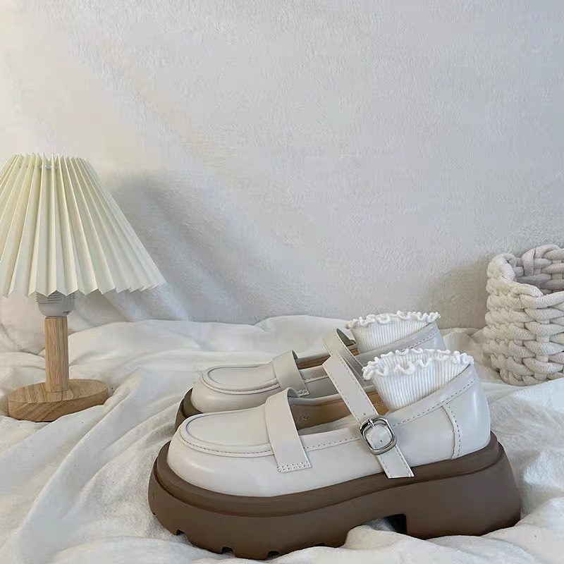 giày oxford nữ đế cao 5cm chất da mềm   phối đế nâu
