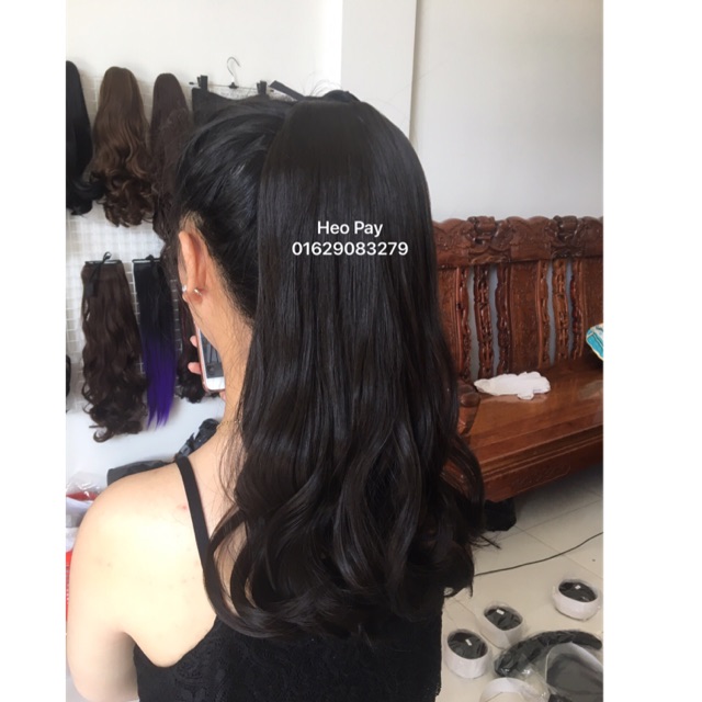 Tóc giả nữ cột ❤️FREESHIP❤️ Giảm 5k khi nhập [ TOCGIA5K]- Tóc giả cột xoăn 40cm mã 128