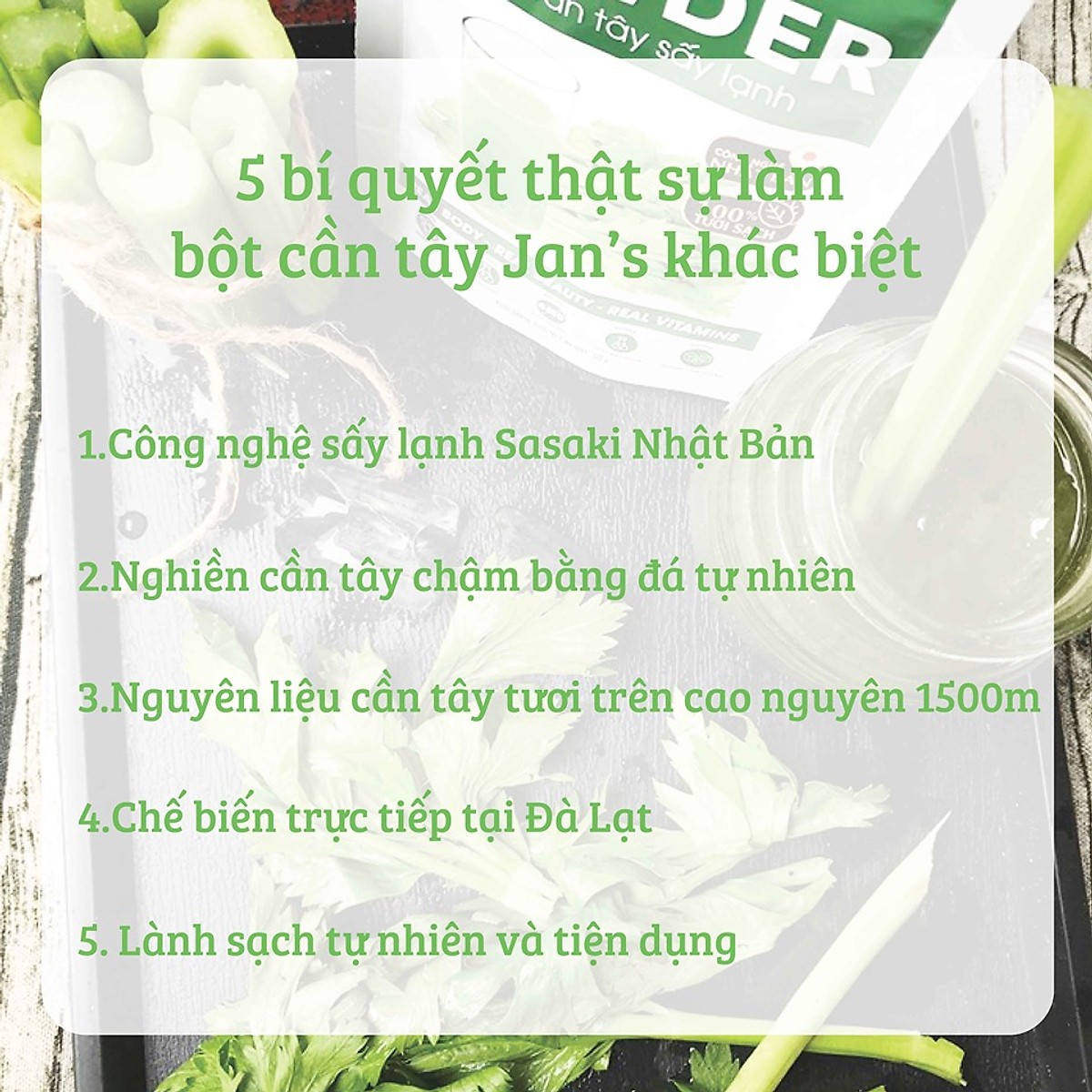 Bột cần tây sấy lạnh Jan's - Túi 50g
