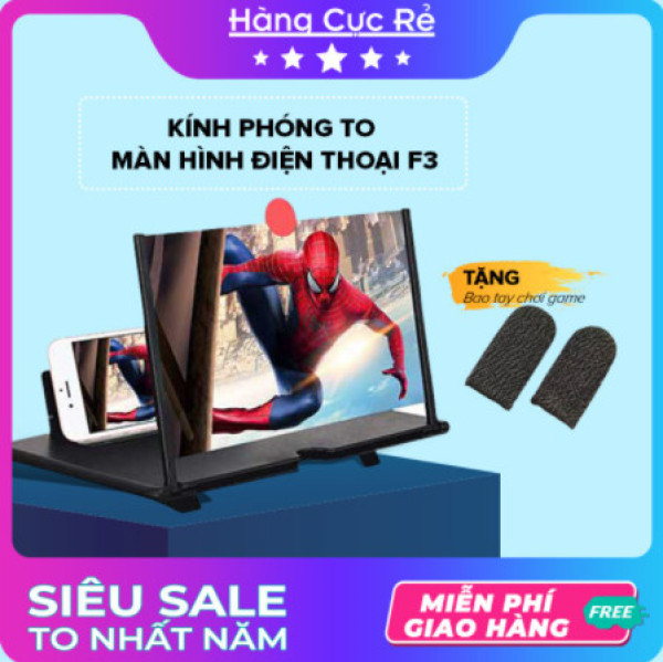 Combo Kính F3 phóng to màn hình điện thoại 12 inch và 2 bao tay chơi game ff pubg - Shop Hàng Cực Rẻ