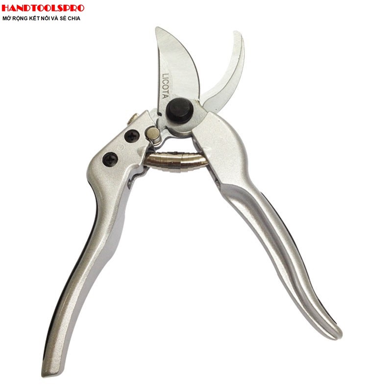 Kéo cắt cành 8 inch mỏ cong, cán anilmon xám đen licota tgp-00521