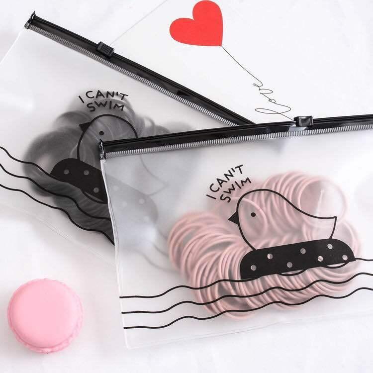Set cột 100 dây cột tóc trơn đơn giản, tiện lợi - có túi đi kèm dễ thương