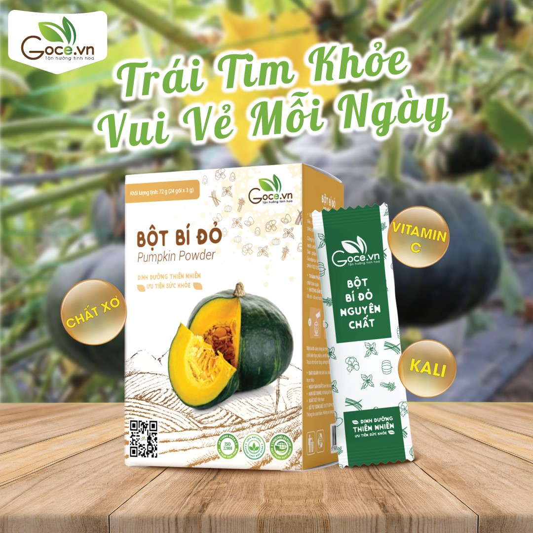 Bột bí đỏ nguyên chất Goce - 72g (24 gói x 3g)
