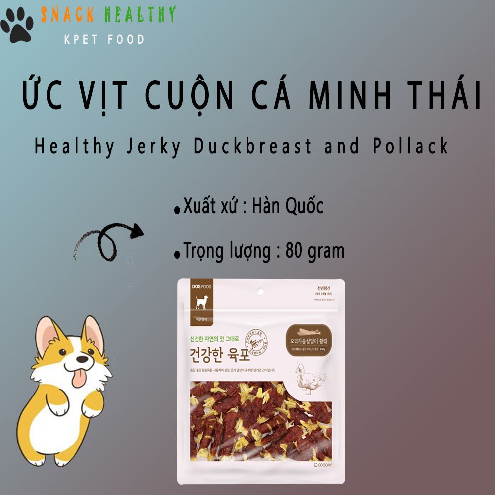 Thức ăn cho chó KPET FOOD vị Cá Minh Thái Cuộn Vịt - 80g