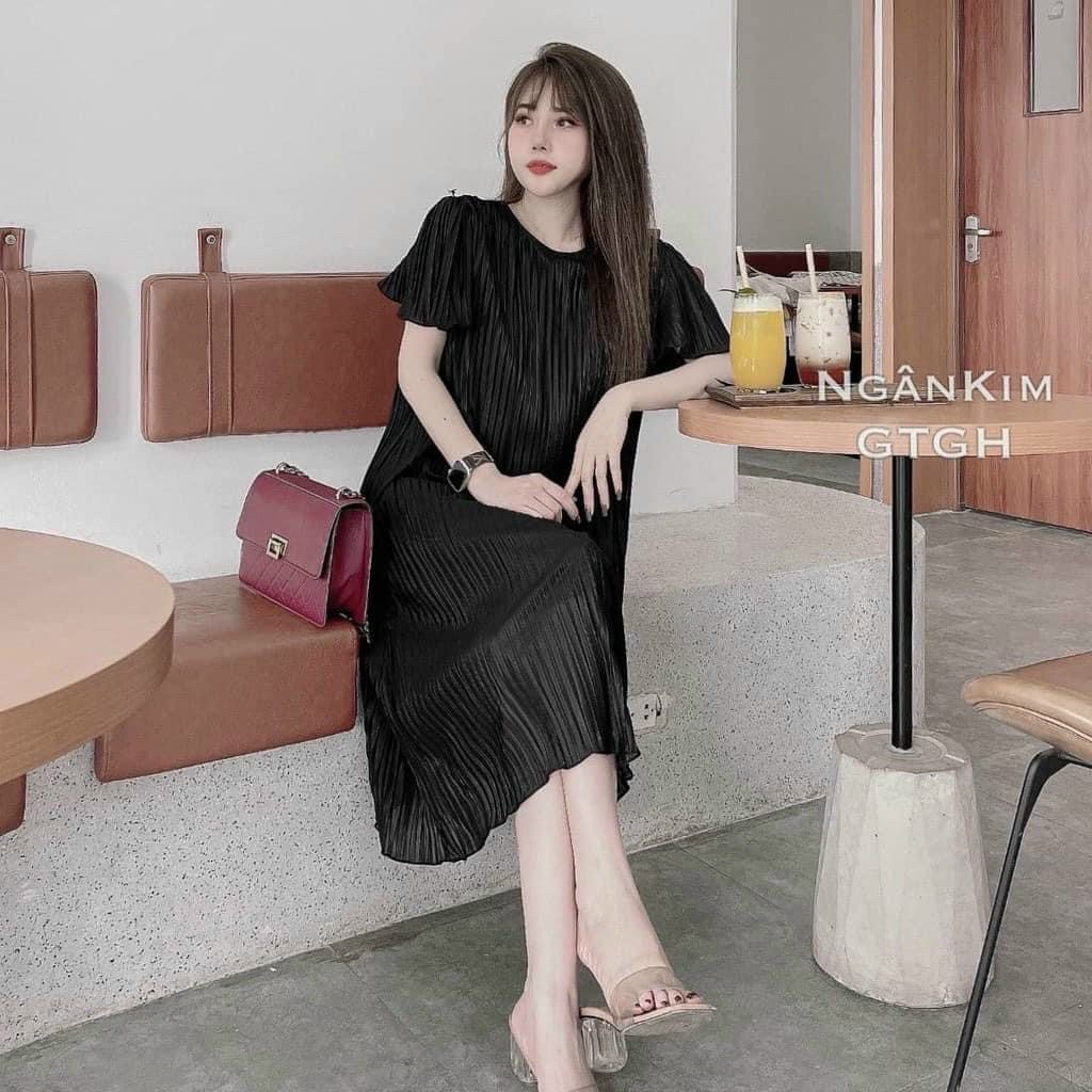 Đầm bầu cao cấp thời trang-Đầm bầu suông mùa hè cổ bèo thời trang