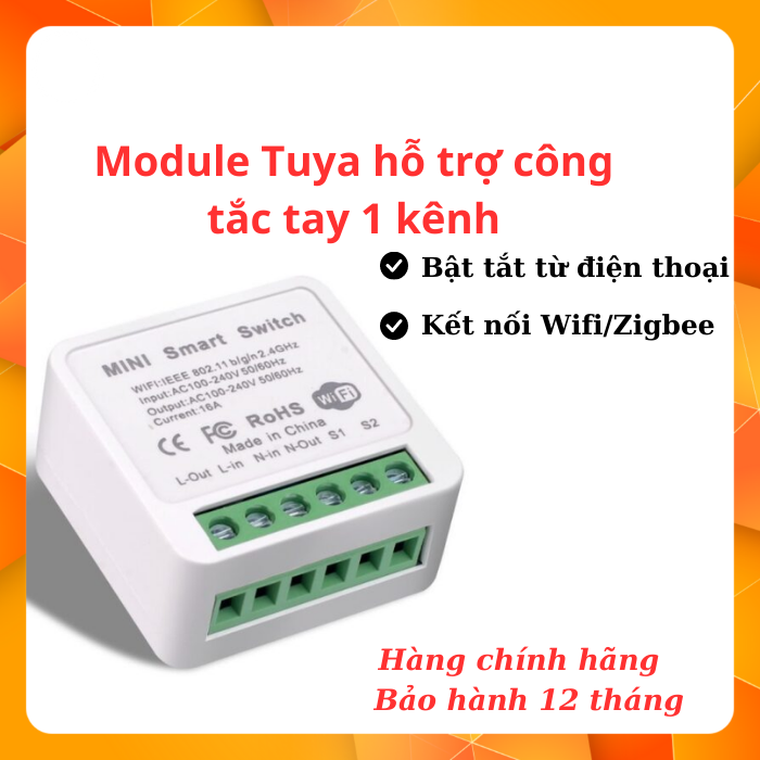 Mudule Tuya Wifi hỗ trợ công tắc tay 1 kênh