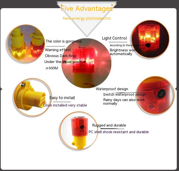 LP Solar Powered LED Traffic Strobe Warning Lights Flicker Beacon Road Barricade Construction Sign Lamp