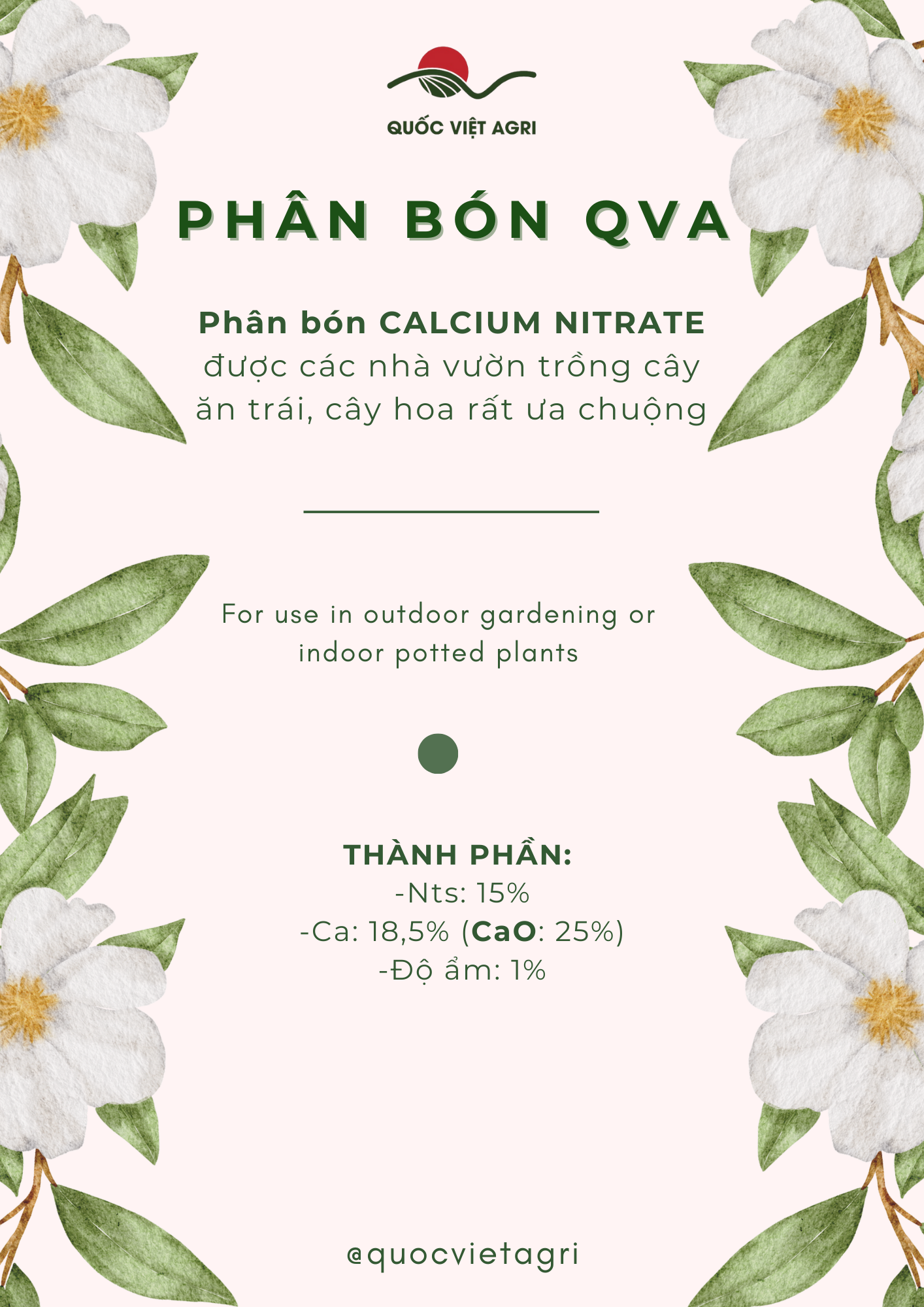 Phân bón QVA CALCIUM NITRATE (500g-3kg)