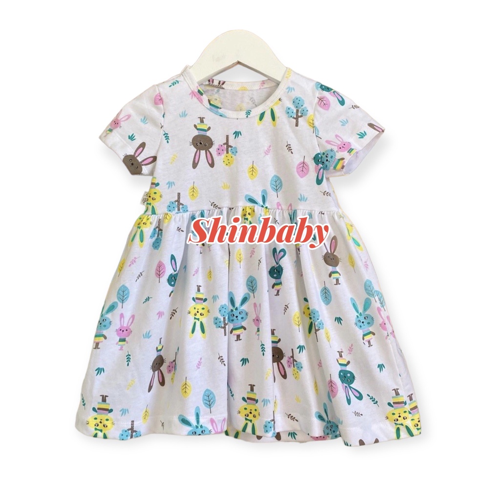 Set 5 váy đầm cộc tay cotton xuất xịn nhiều họa tiết dễ thương mềm mát mùa hè cho bé gái