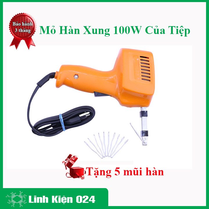 Mỏ hàn xung 100W 220V của Tiệp TẶNG 5 mũi hàn loại tốt, máy hàn chì điện tử bảo hành 3 tháng