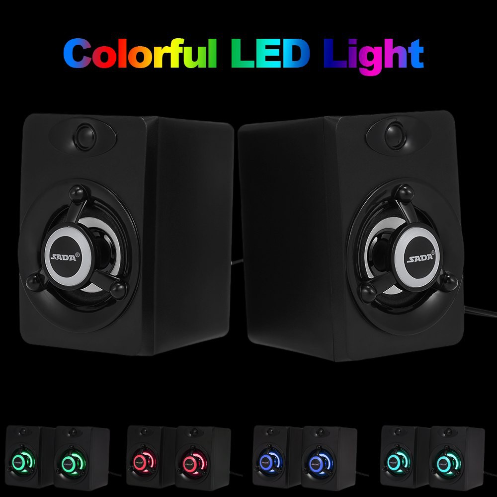 {HOT} Đôi Loa Máy Vi Tính Đèn Led SADA V-118