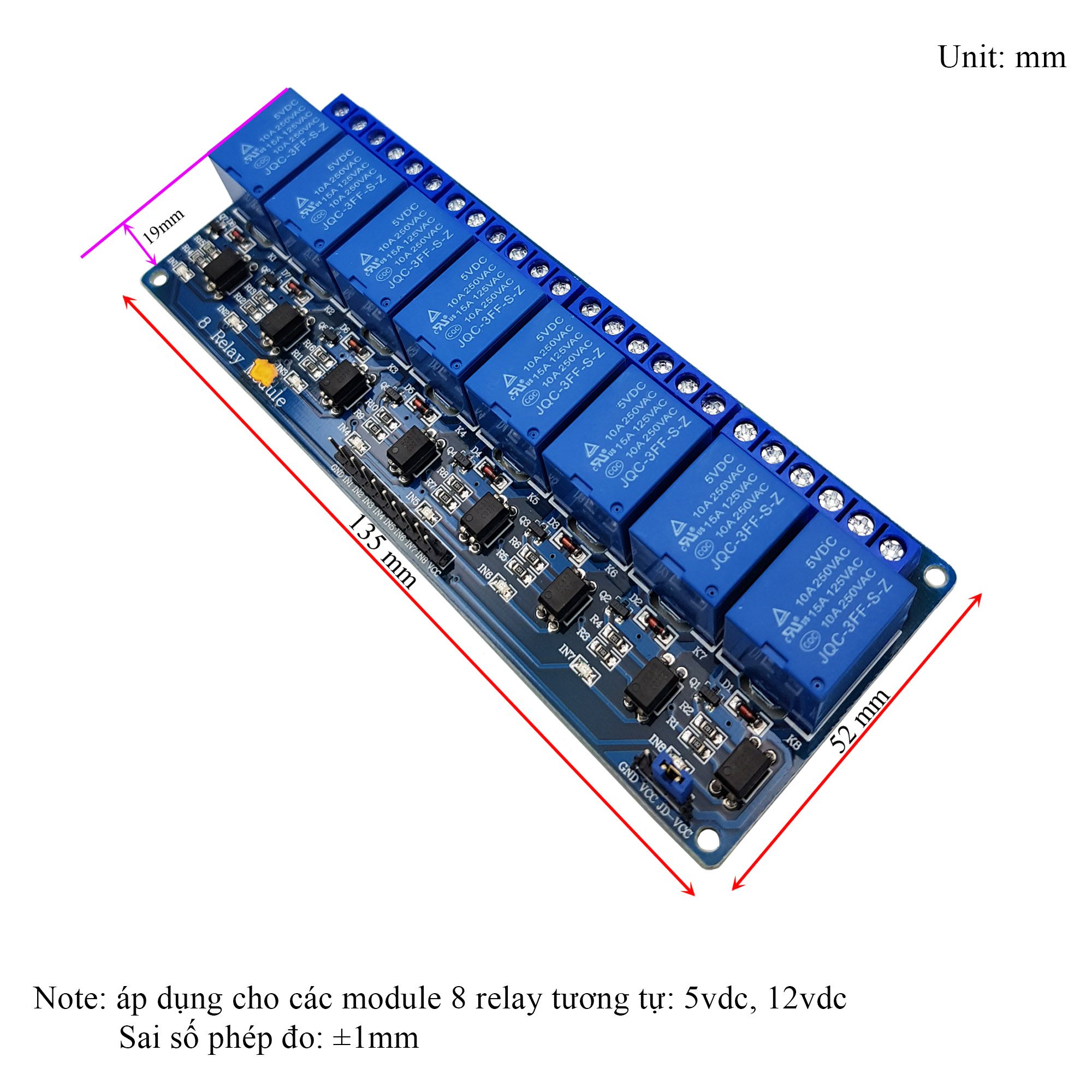 Module 8 Relay Với Opto Cách Ly (5VDC)