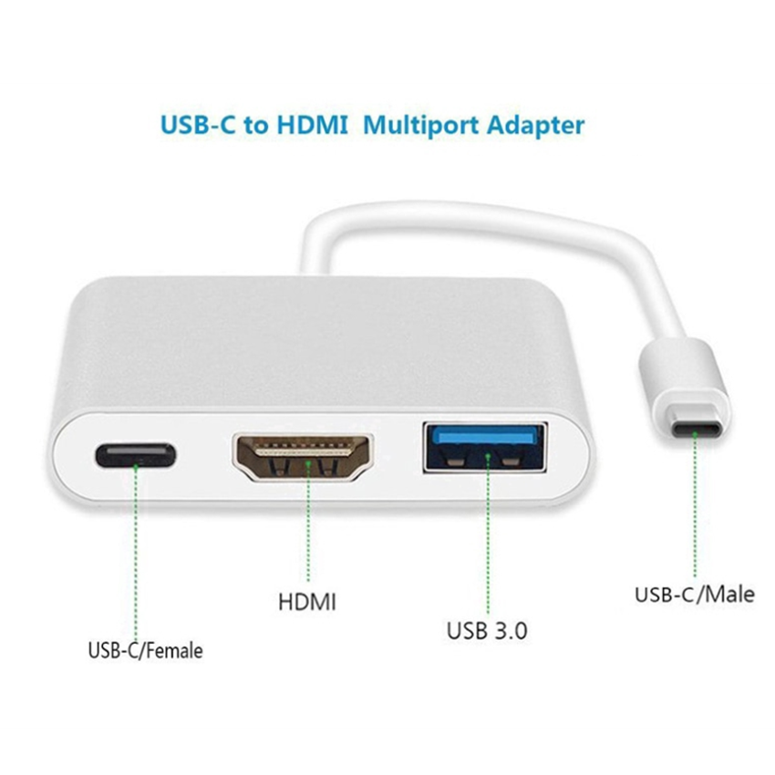 Cáp chuyển USB Type C sang HDMI và USB 3.0 cao cấp