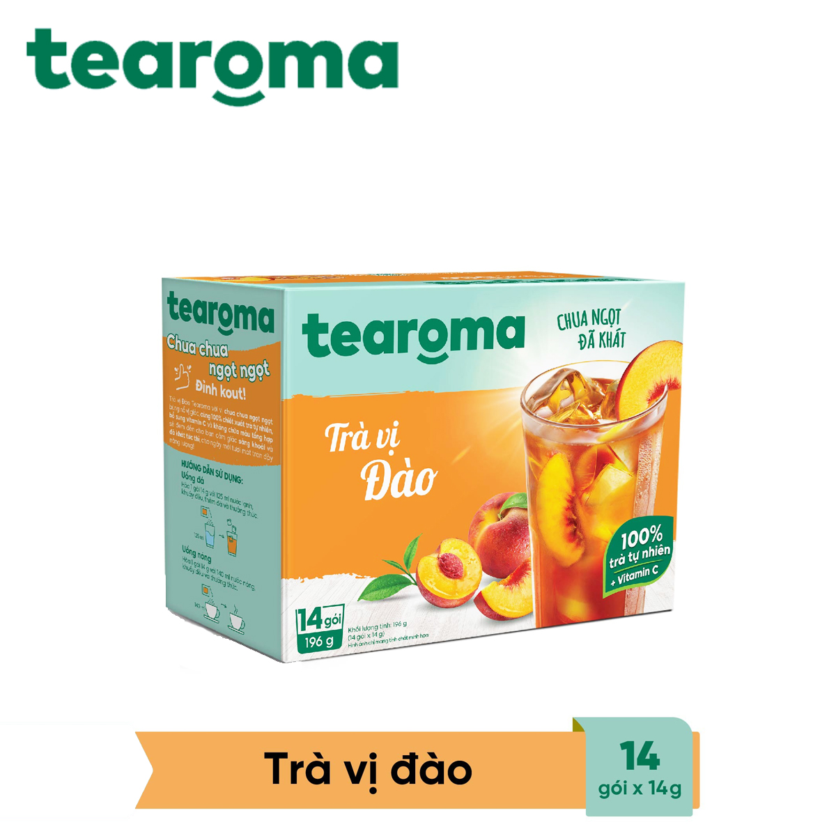 TRÀ HÒA TAN VỊ ĐÀO PEACH FLAVORED TEA TEAROMA 196 GRAM